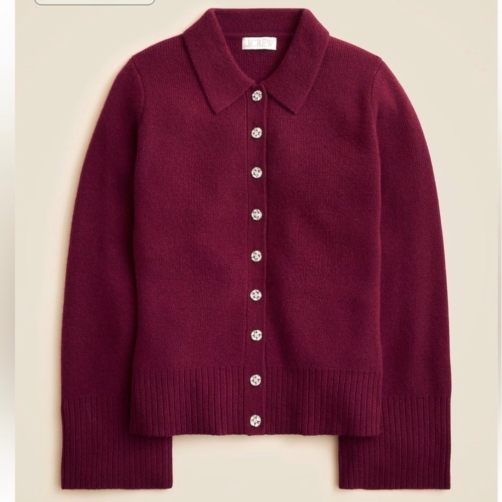 J CREW Milano-stitch cinched-waist cardigan with embellished buttons NWT sz M